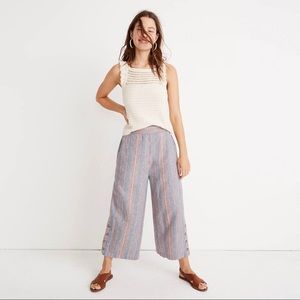 Madewell Side Button Hudson Pull-On Crop Pants in Rainbow Stripe Size Small